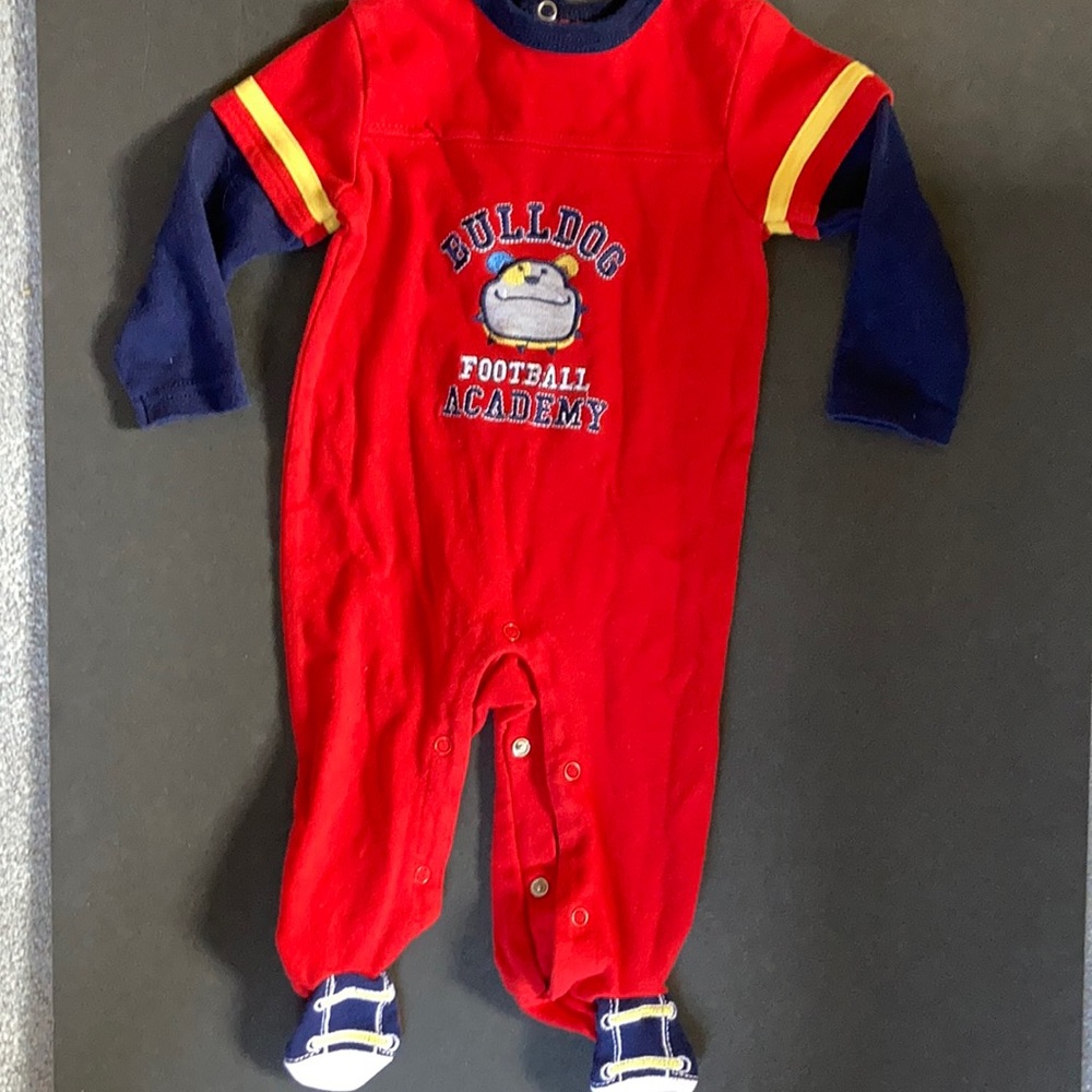 Weeplay Bulldog Football Academy Red One Piece Footsie Snap Closure 100% Cotton